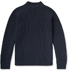 visvim - Funnel-Neck Ribbed Wool Sweater - Men - Midnight blue