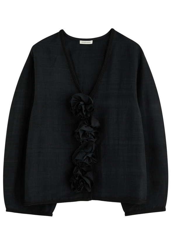 Photo: BY Malene Birger Mineas Floral-appliqué Silk Jacket Black
