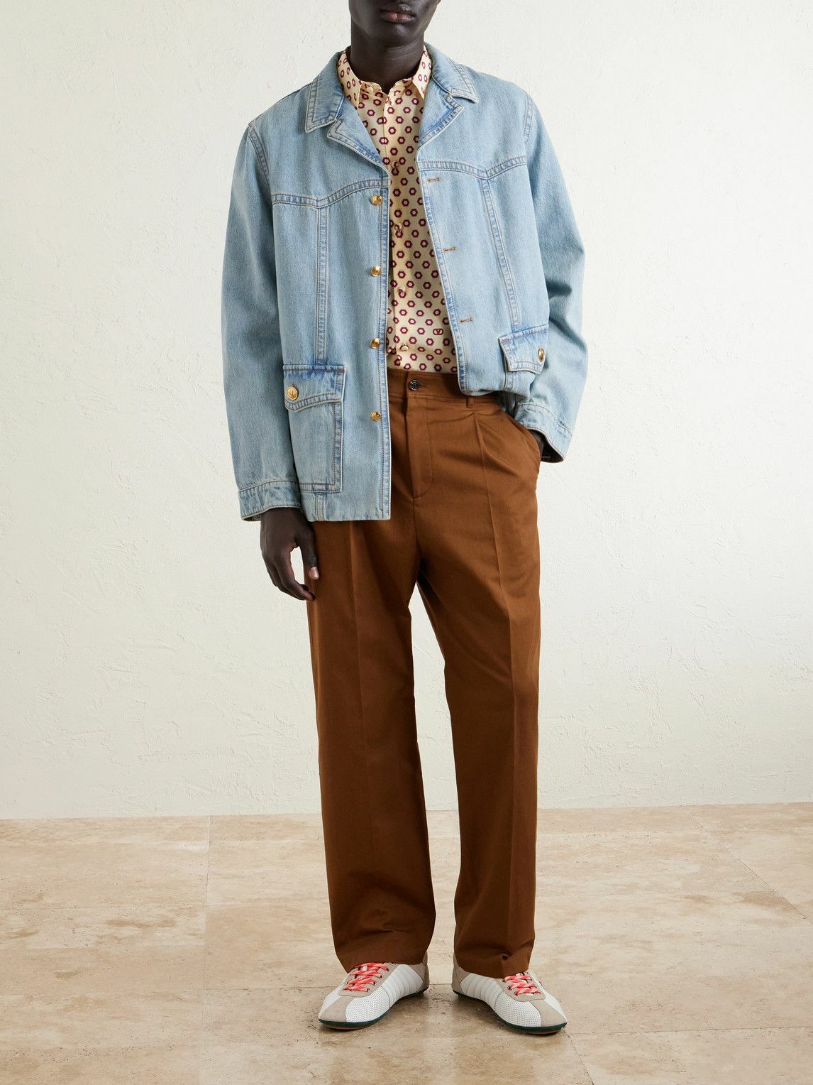 Valentino Garavani - Straight-Leg Cotton-Gabardine Trousers - Brown