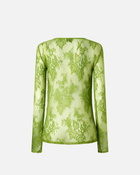 Pinko Slim Fitting Lace Sweater With Fringing Green Spinach