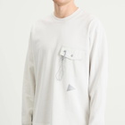 and wander Men's Heavy Cotton Longsleeve Pocket T-Shirt in Light Grey
