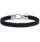 Tod's - Woven Leather and Silver-Tone Bracelet - Midnight blue