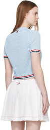 Thom Browne Blue Cotton Pointelle Hector RWB Sweater