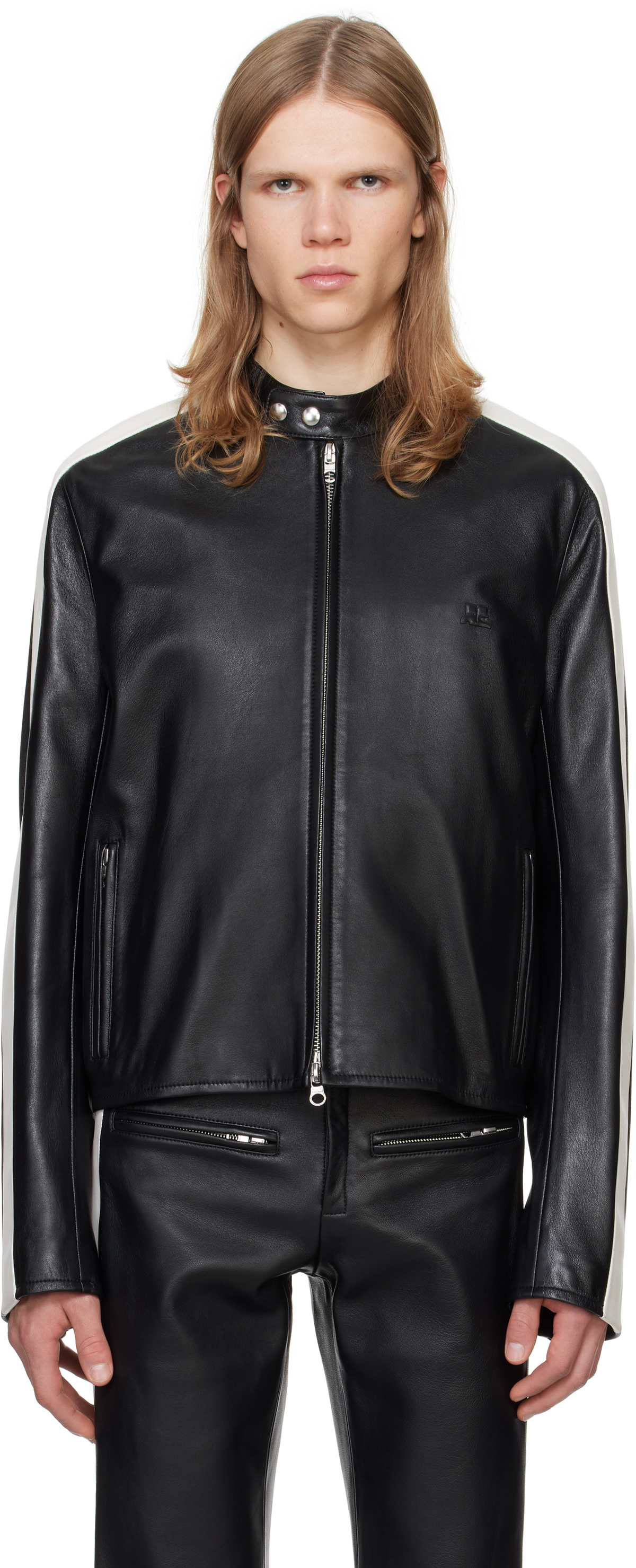 【関税&送料込】Courreges Shiny Black Zip Jacket Courrèges Black Zipped Vinyl Biker Jacket Courreges