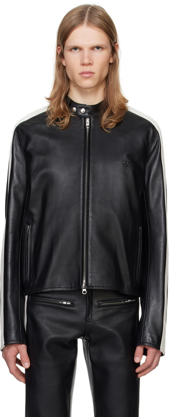 Photo: Courrèges Black & White Contrast Biker Leather Jacket
