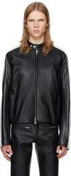 Courrèges Black & White Contrast Biker Leather Jacket