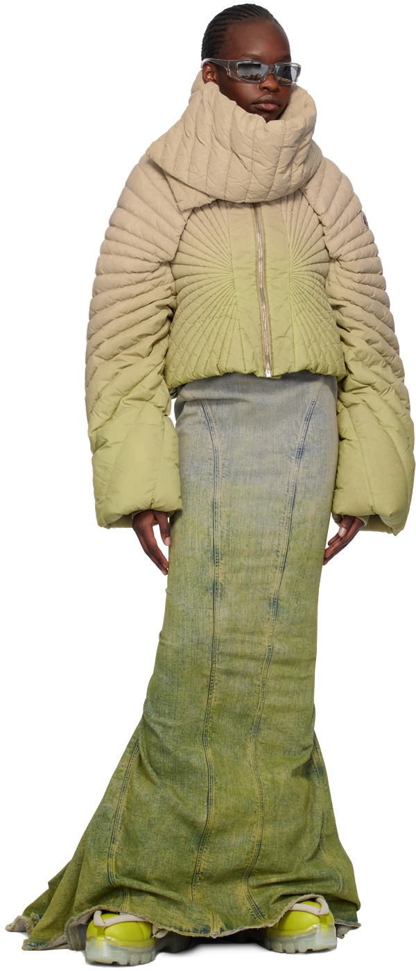 【MONCLER x Rick Owens】 Acid Degrade Al Maxi Skirt グリーン Moncler x Rick Owens Women's' Acid Degrade Al Maxi Skirt in