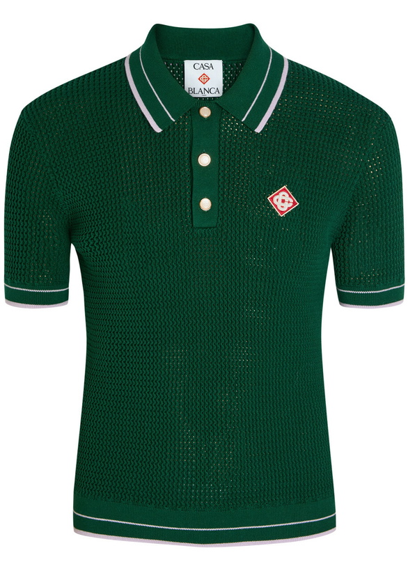 Photo: Casablanca Knit Cotton Polo Shirt Green