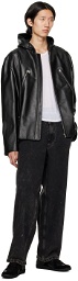 MM6 Maison Margiela Black Hooded Leather Jacket