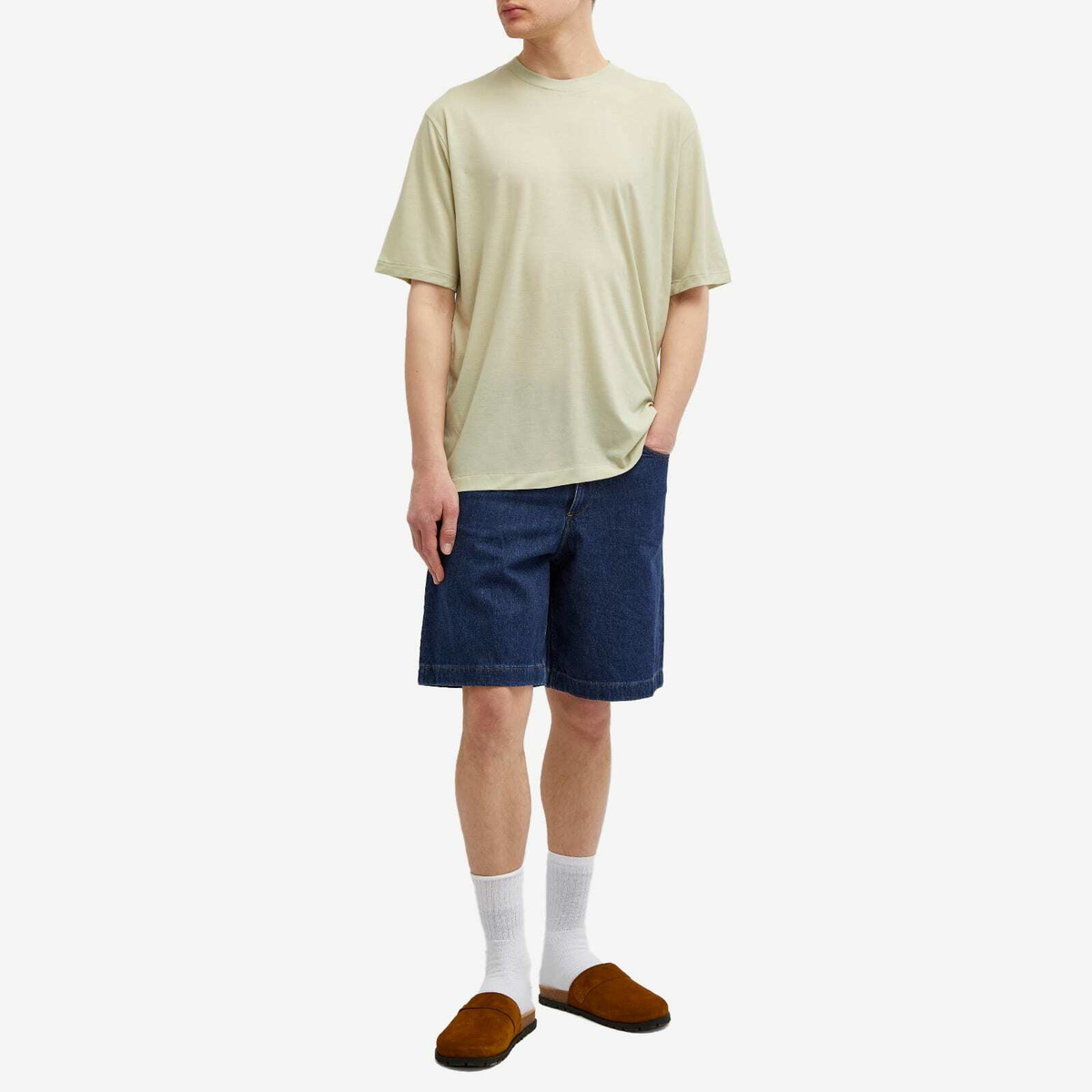 トップス AURALEE SUPER SOFT WOOL JERSEY TEE 4 Auralee Men's Super Soft Wool Jersey T-Shirt in Light Green