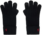 Polo Ralph Lauren Black Cable Knit Gloves