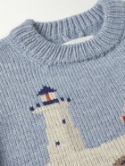 BODE - Highland Lighthouse Jacquard-Knitted Wool Sweater - Blue