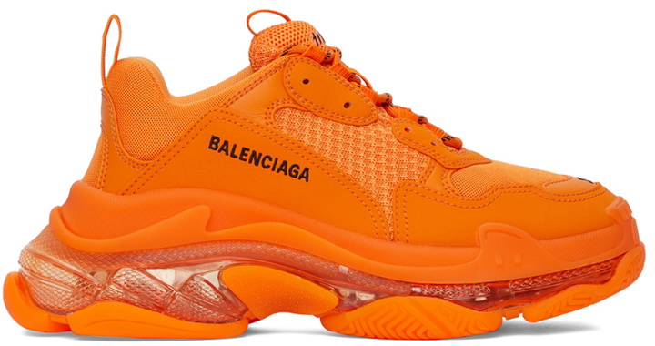 Photo: Balenciaga Orange Clear Sole Triple S Sneakers