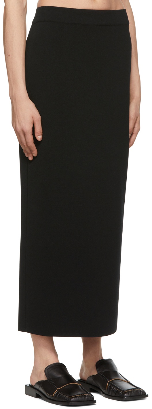 AURALEE Black Wool Midi Skirt Auralee