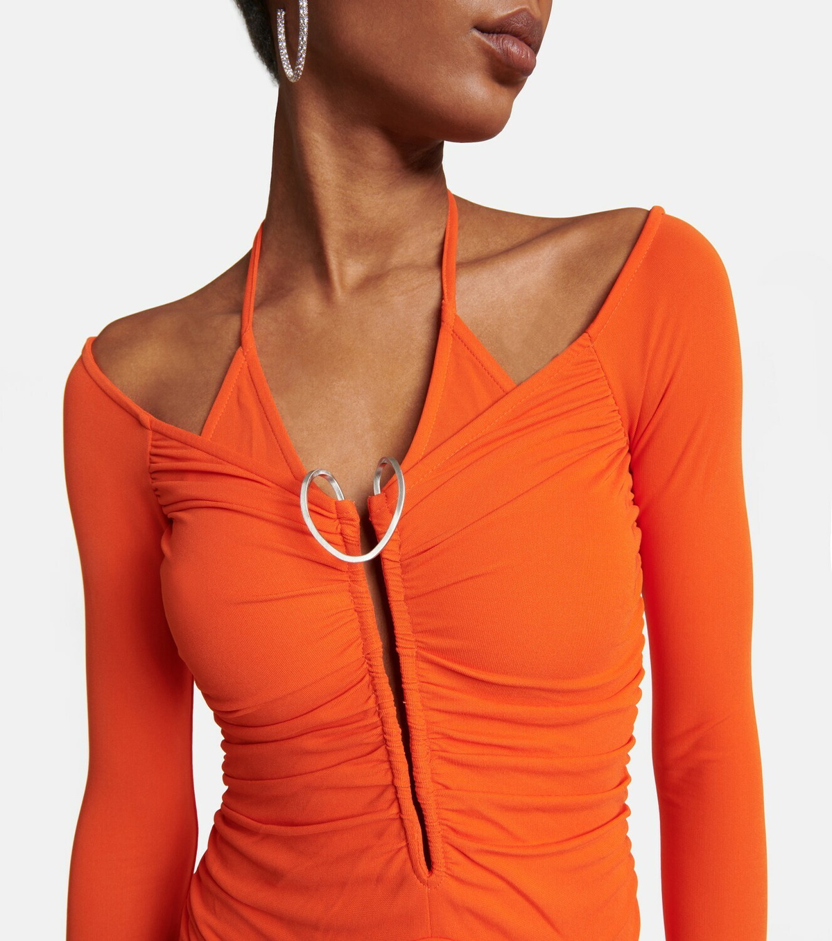 dion lee orange dress DION LEE Layered ribbed merino wool-blend maxi dress