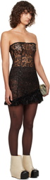 LAURA ANDRASCHKO Black Frilly Tube Minidress