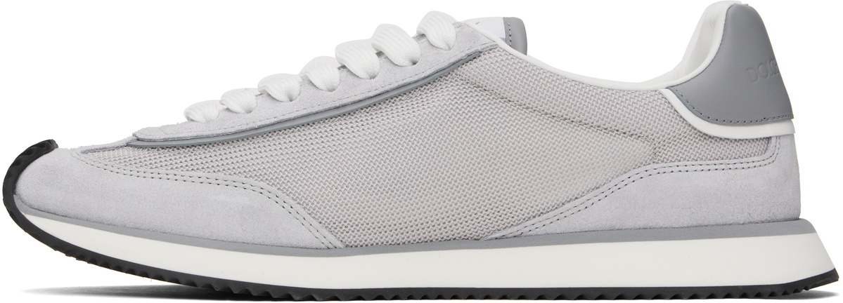 Dolce&Gabbana Gray Mixed-Material 'DG' Cushion Sneakers