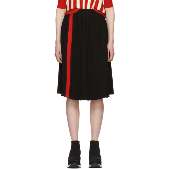 Marni Black Pleated Stripe Skirt Marni