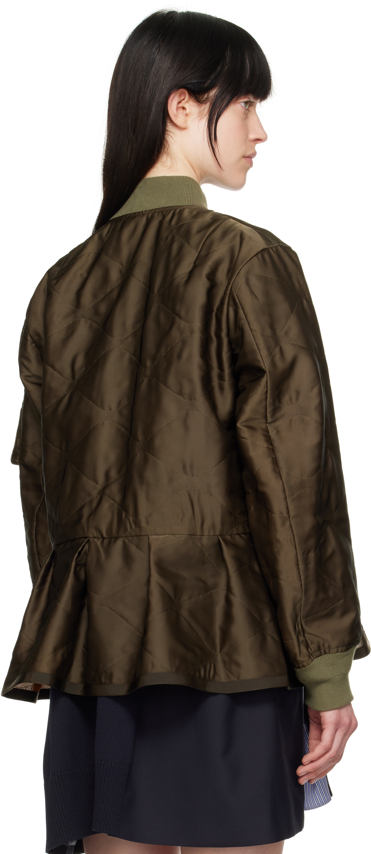 sacaiサカイ★カーキ Quilted Satin ボンバージャケット 1000005282171_SACAIWMAIN-Front
