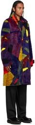 Sacai Multicolor KAWS Edition Faux-Fur Colorblocked Coat