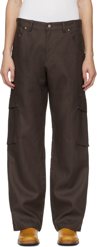 Photo: Serapis Brown Riveted Linen Cargo Pants