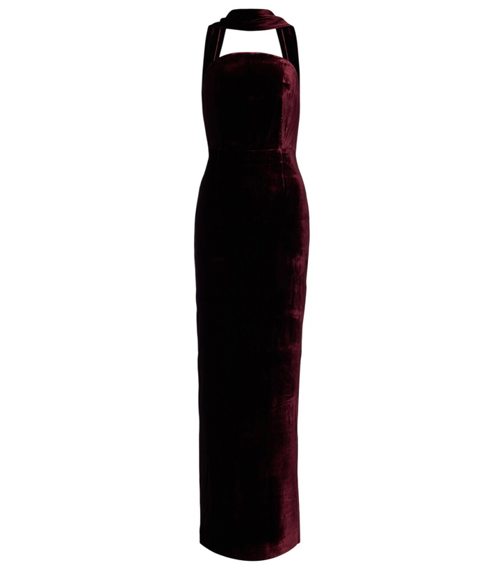 Photo: Roland Mouret Scarf-detail velvet corset gown
