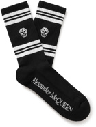 ALEXANDER MCQUEEN - Logo-Intarsia Cotton-Blend Socks - Black