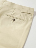 Saman Amel - Slim-Fit Straight-Leg Pleated Cotton-Blend Twill Trousers - Neutrals