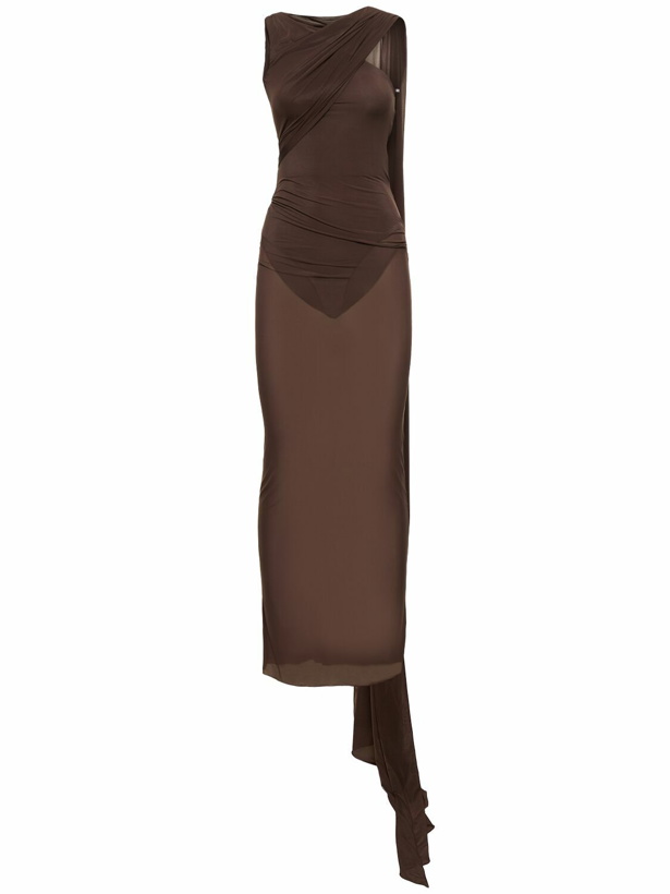 Photo: THE ATTICO Sheer Long Dress with Scarf Panel