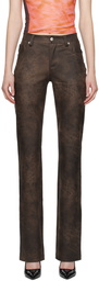 MISBHV Brown Cracked Faux-Leather Trousers