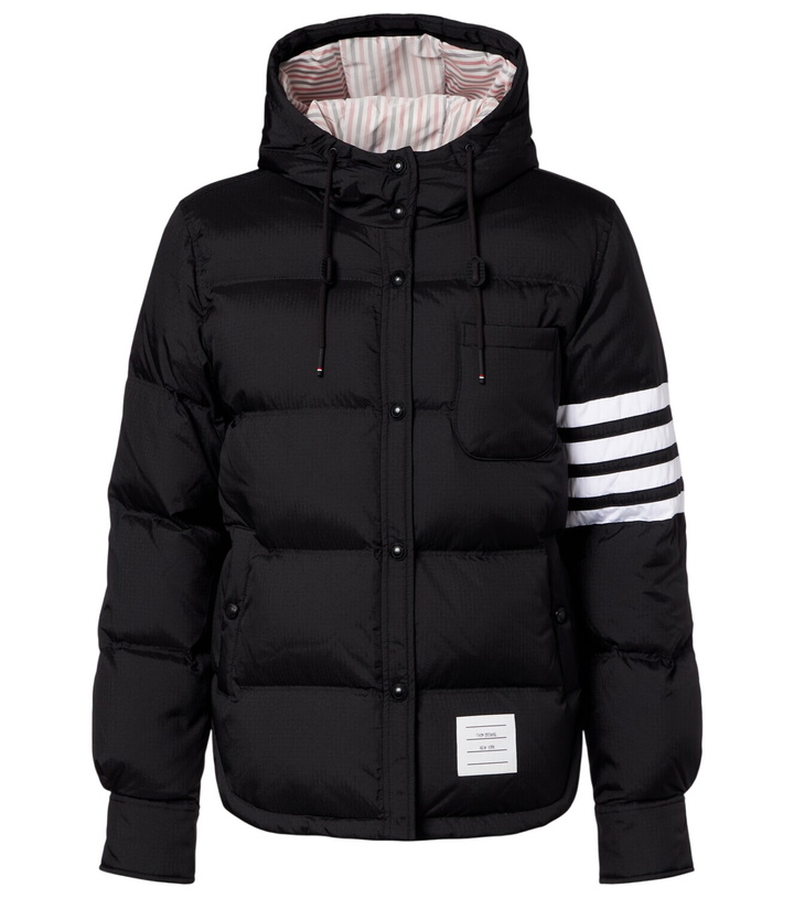 Photo: Thom Browne 4-Bar hooded quilted down jacket