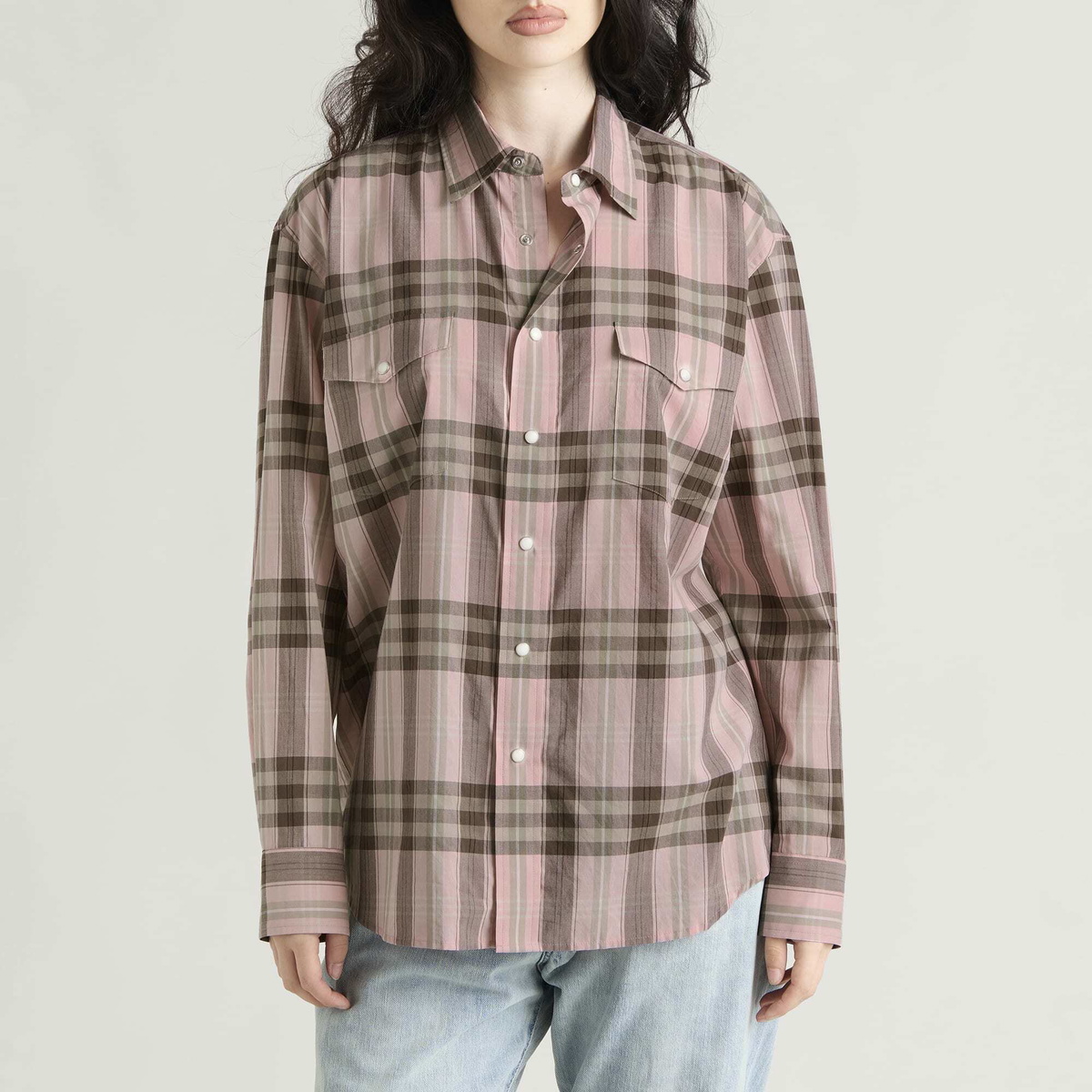 Auralee Women's Check Shirt in Pink Check
