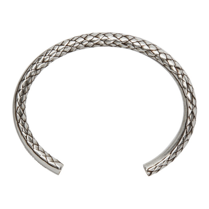 Saint Laurent Silver Small Snake Twist Cuff Bracelet