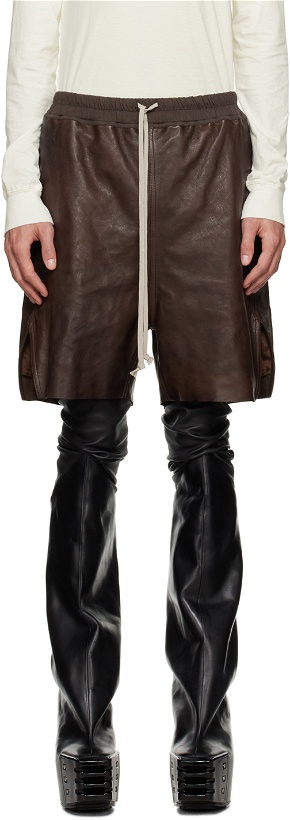 Photo: Rick Owens Brown Boxer Leather Shorts