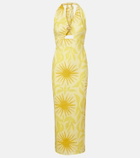 Cala de la Cruz Orly printed cutout linen midi dress