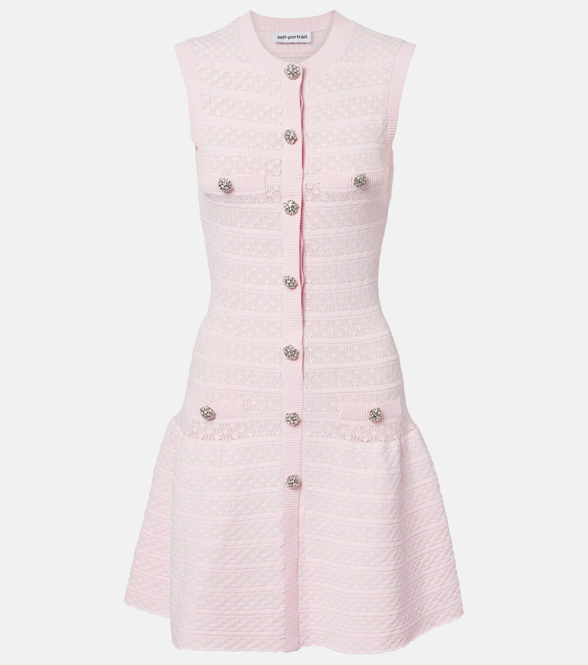 Self-Portrait Embellished pointelle minidress