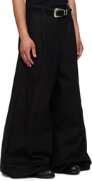 FUMITO GANRYU Black Reverse Baggy Work Trousers