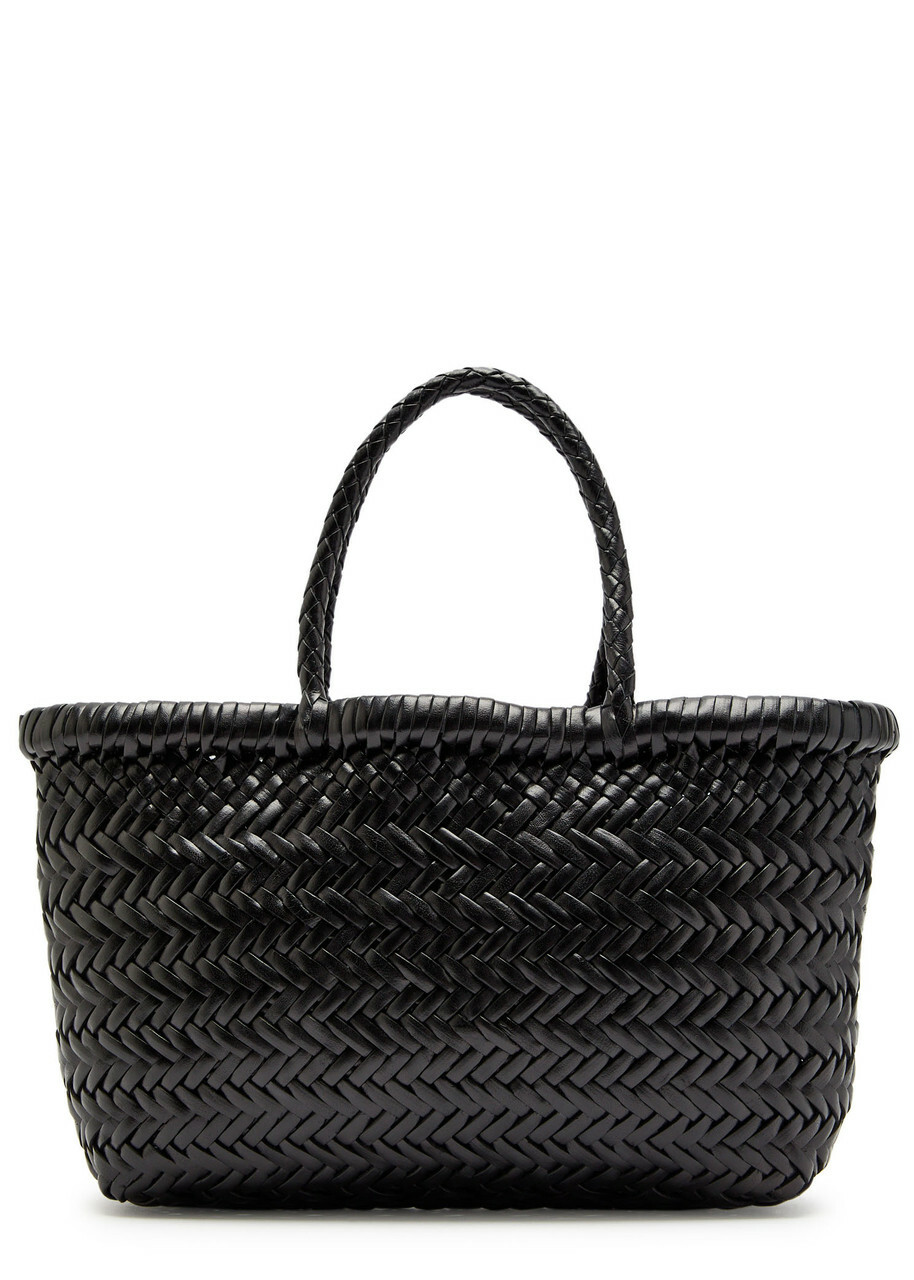 Dragon Diffusion Mini Flat Gora Woven Leather top Handle bag - Black - One Size