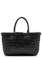 Dragon Diffusion Mini Flat Gora Woven Leather top Handle bag - Black - One Size