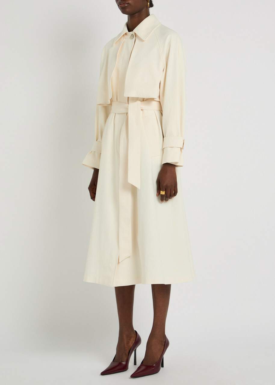 Herno Belted Woven Trench Coat Off White