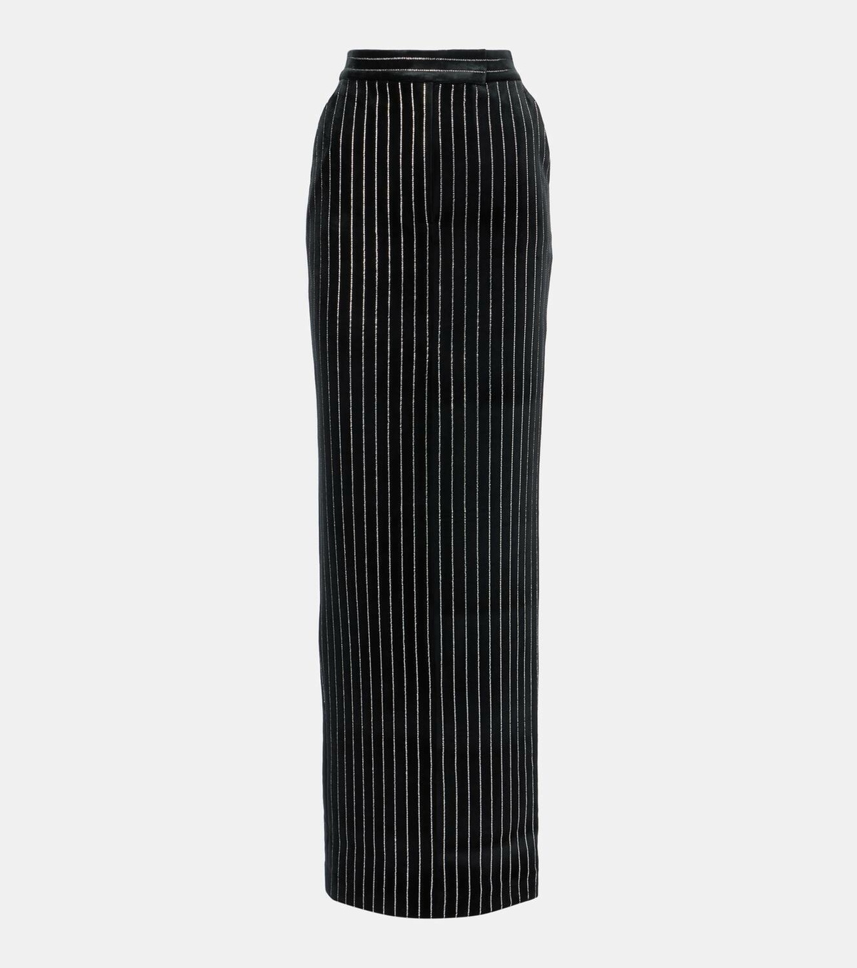 Alex Perry Column embellished pinstripe velvet maxi skirt