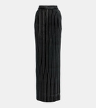 Alex Perry Column embellished pinstripe velvet maxi skirt
