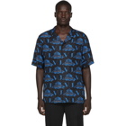 Valentino Black and Blue Undercover Edition Silk UFO Logo Shirt