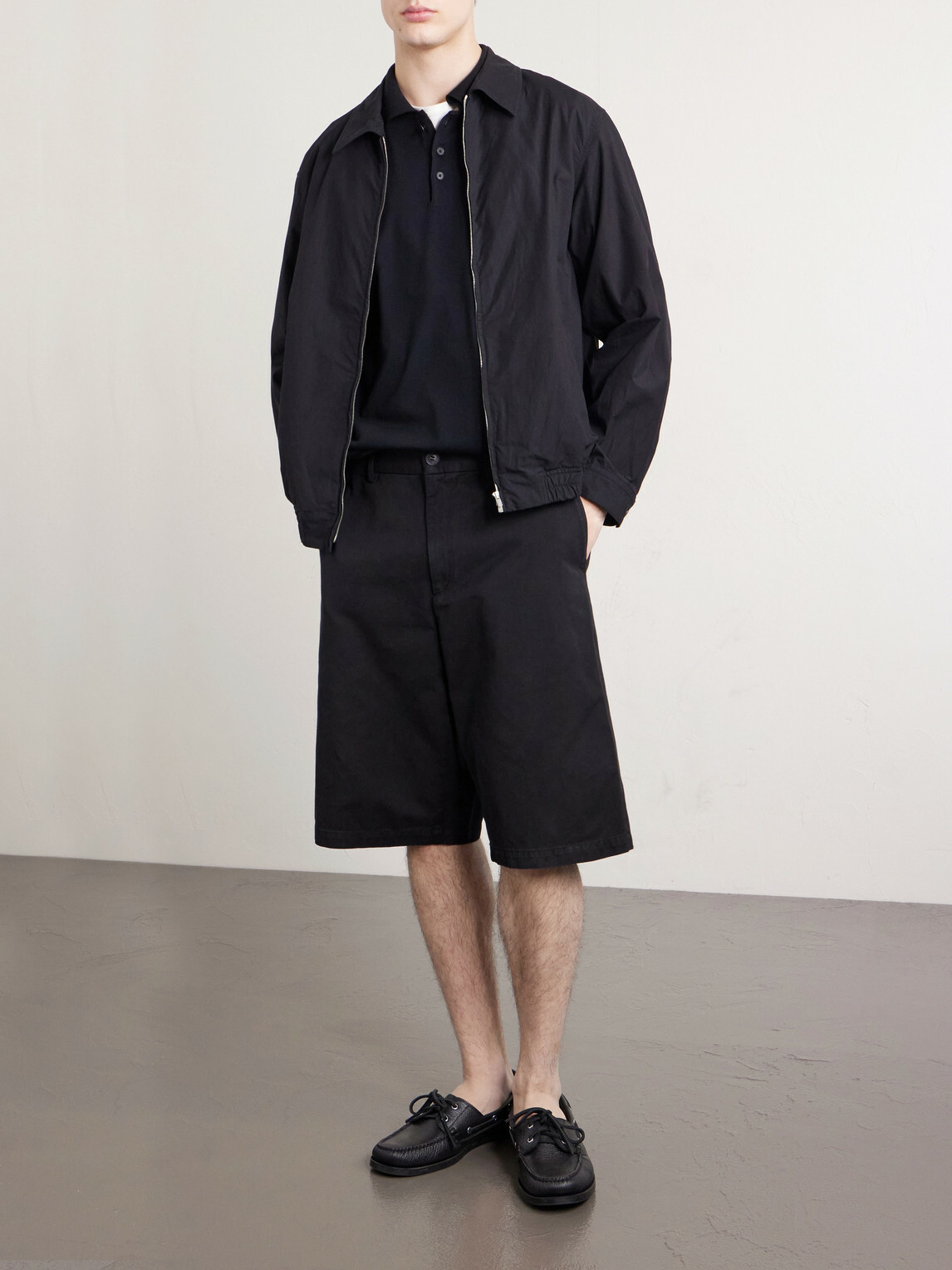 ATON - Cotton-Blend Polo Sweater - Black
