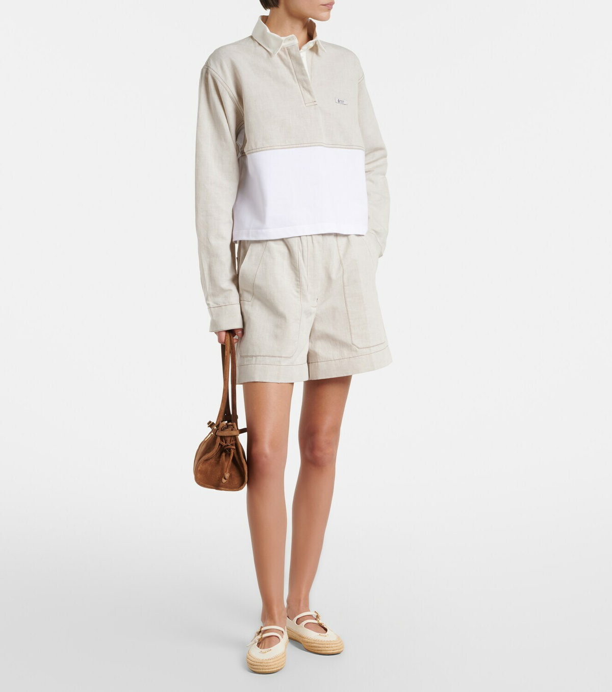 Prada Cotton and linen chambray shorts