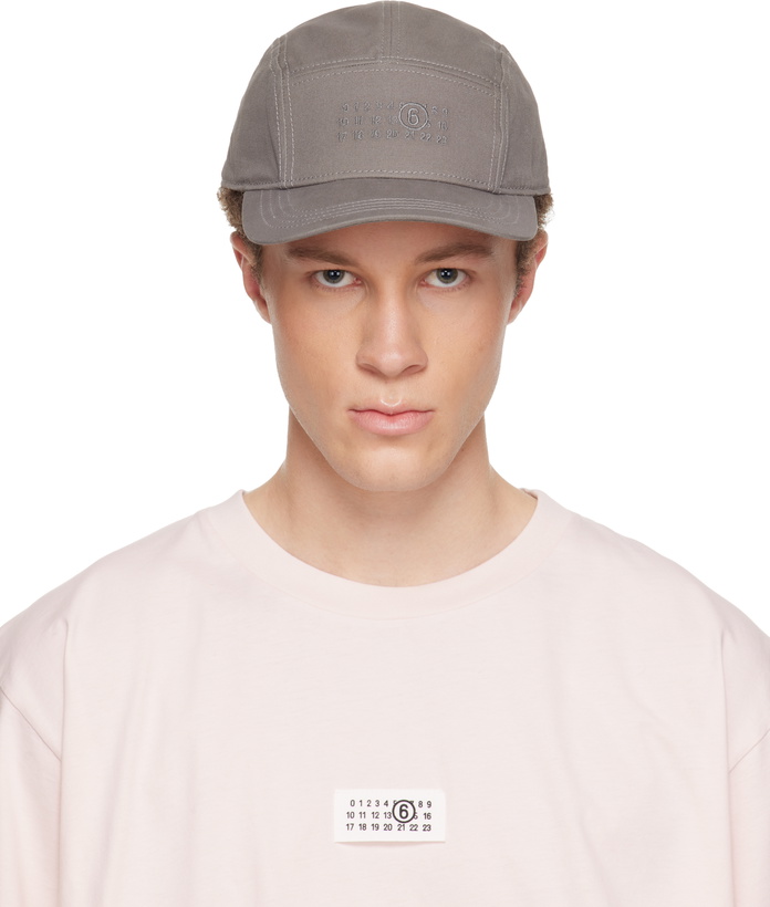 Photo: MM6 Maison Margiela Taupe Embroidered Logo Cap