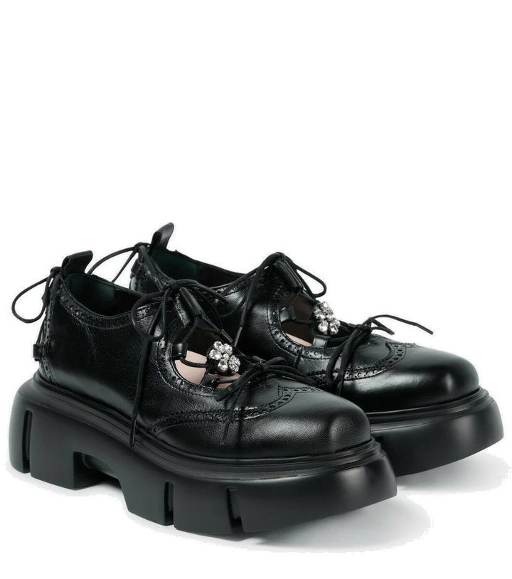 Photo: Simone Rocha Embellished leather platform brogues