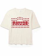 Rhude - Logo-Flocked Cotton-Jersey T-Shirt - White