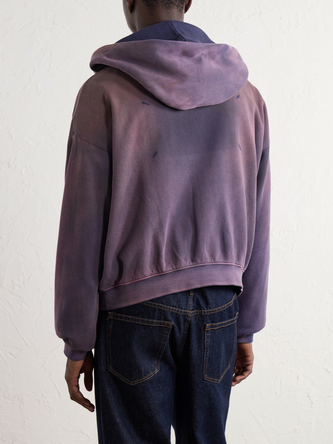 Maison Margiela - Distressed Cotton-Jersey Zip-Up Hoodie - Purple