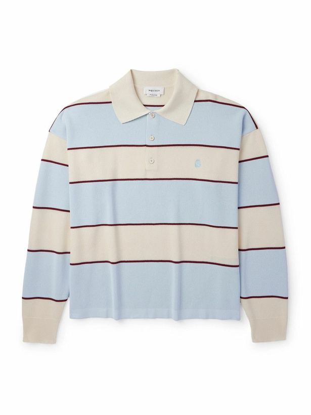 Photo: McQueen - Oversized Embroidered Piqué Rugby Shirt - Blue